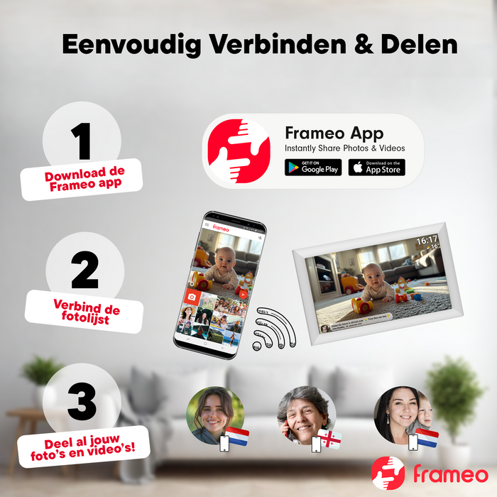 Denver Digitale Fotolijst 15.6 inch - XL - Full HD - Frameo App - Fotokader - WiFi - 32GB - IPS Touchscreen - PFF1504