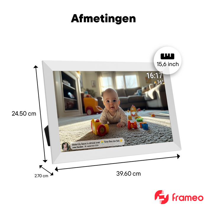 Denver Digitale Fotolijst 15.6 inch - XL - Full HD - Frameo App - Fotokader - WiFi - 32GB - IPS Touchscreen - PFF1504