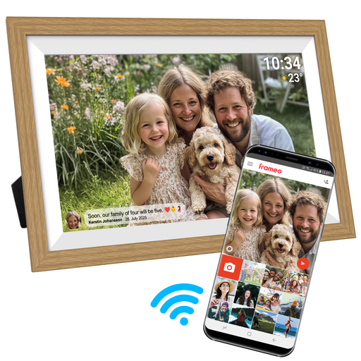 [Lightwood]-Denver Digitale Fotolijst 15.6 inch - XL - Full HD - Frameo App - Houten lijst - WiFi - 32GB - IPS Touchscreen - PFF1505-Denvershop