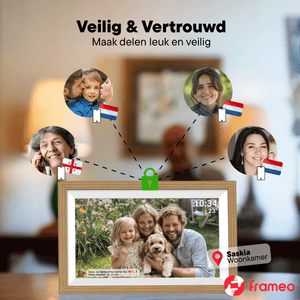 Denver Digitale Fotolijst 15.6 inch - XL - Full HD - Frameo App - Houten lijst - Digitale kalender - WiFi - 32GB - IPS Touchscreen - PFF1505