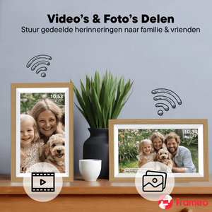Denver Digitale Fotolijst 15.6 inch - XL - Full HD - Frameo App - Houten lijst - Digitale kalender - WiFi - 32GB - IPS Touchscreen - PFF1505