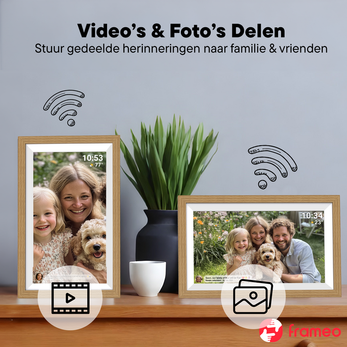 Denver Digitale Fotolijst 15.6 inch - XL - Full HD - Frameo App - Houten lijst - WiFi - 32GB - IPS Touchscreen - PFF1505
