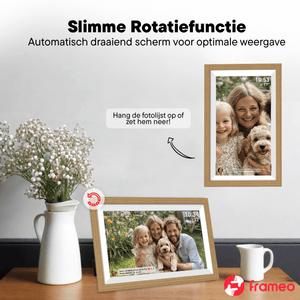 Denver Digitale Fotolijst 15.6 inch - XL - Full HD - Frameo App - Houten lijst - Digitale kalender - WiFi - 32GB - IPS Touchscreen - PFF1505