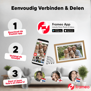 Denver Digitale Fotolijst 15.6 inch - XL - Full HD - Frameo App - Houten lijst - Digitale kalender - WiFi - 32GB - IPS Touchscreen - PFF1505