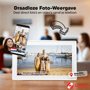 Denver digitale fotolijst 15,6 inch in zwart of wit · Full HD en Frameo