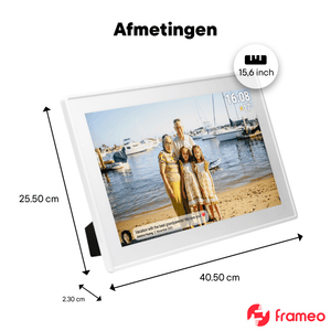 Denver digitale fotolijst 15,6 inch in zwart of wit · Full HD en Frameo