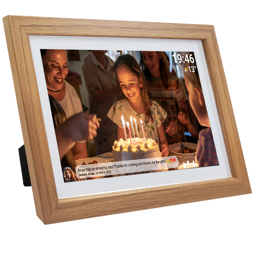 Denver Digitale Fotolijst 15.6 Inch - Hout - XL - Full HD - Frameo App - Fotokader - WiFi - 16GB - IPS Touchscreen - PFF1543