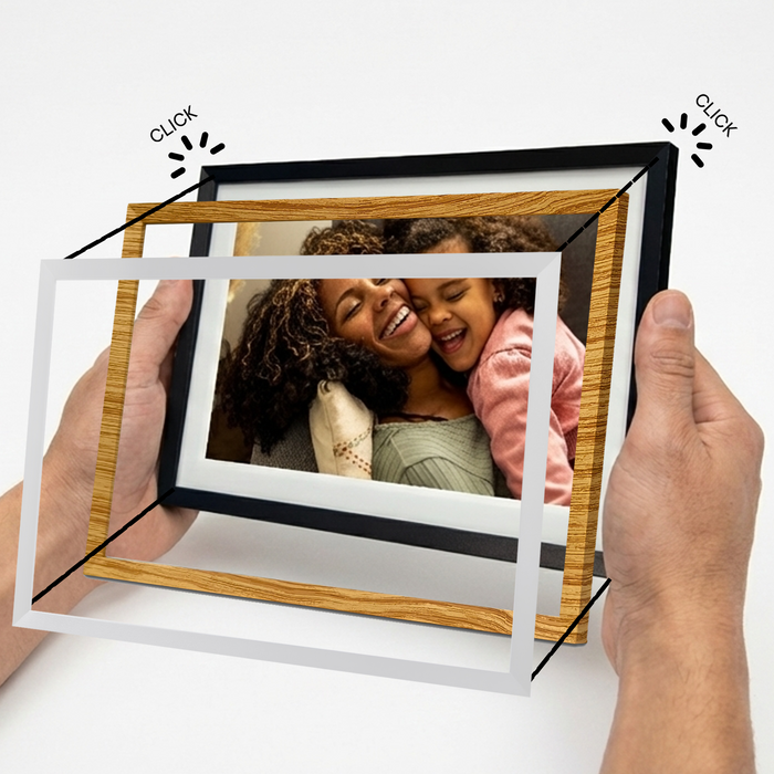 Denver Digitale Fotolijst 10.1 inch - Verwisselbare lijst zwart/wit/hout - Frameo app - Fotokader - Wifi - PFF1018