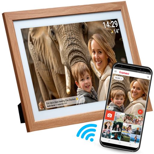 [Lightwood]-Denver Digitale Fotolijst 21.5 inch - XXL - Hout - Full HD - Frameo App - Fotokader - WiFi - 32GB - IPS Touchscreen - PFF2162LW-Denvershop