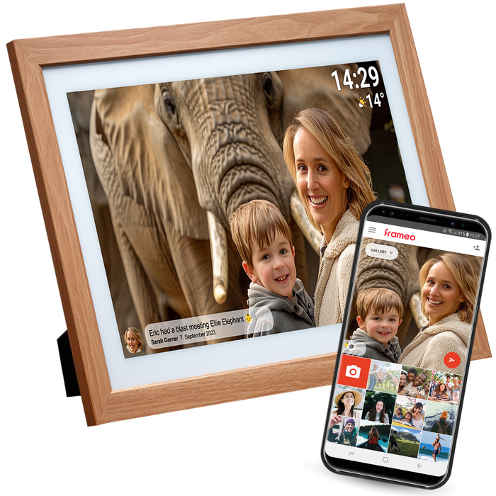 Denver Digitale Fotolijst 21.5 inch - XXL - Hout - Full HD - Frameo App - Fotokader - WiFi - 32GB - IPS Touchscreen - PFF2162LW