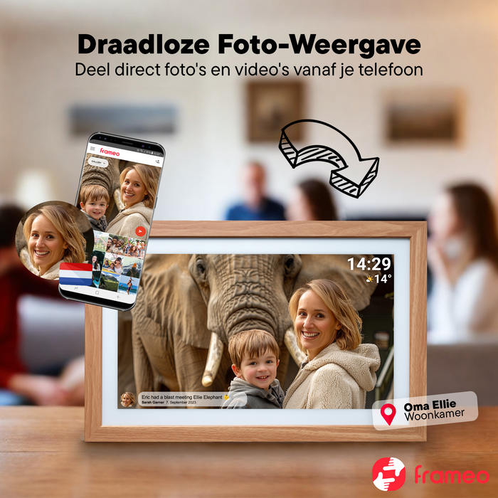 Denver Digitale Fotolijst 21.5 inch - XXL - Hout - Full HD - Frameo App - Fotokader - WiFi - 32GB - IPS Touchscreen - PFF2162LW