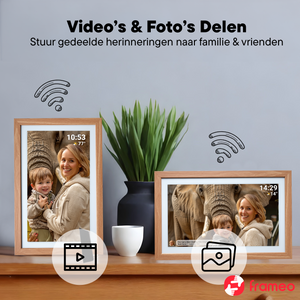 Denver Digitale Fotolijst 21.5 inch - XXL - Hout - Full HD - Frameo App - Fotokader - Digitale kalender - WiFi - 32GB - IPS Touchscreen - PFF2162LW