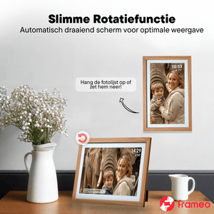 Denver Digitale Fotolijst 21.5 inch - XXL - Hout - Full HD - Frameo App - Fotokader - Digitale kalender - WiFi - 32GB - IPS Touchscreen - PFF2162LW