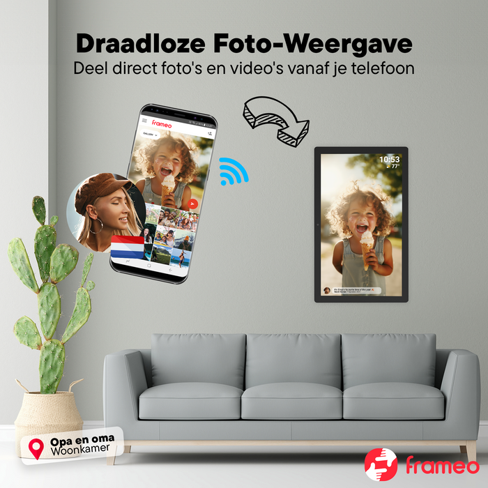 Denver Digitale Fotolijst 32 inch - XXL - Full HD - Frameo App - Fotokader - WiFi - 32GB - IPS Touchscreen - PFF3260
