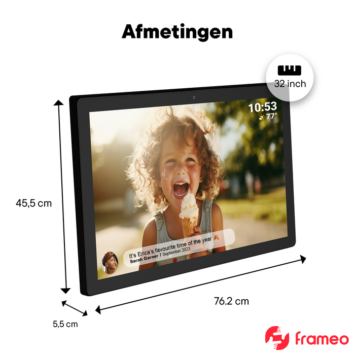 Denver digitale fotolijst PFF3260 zwart – afmeting