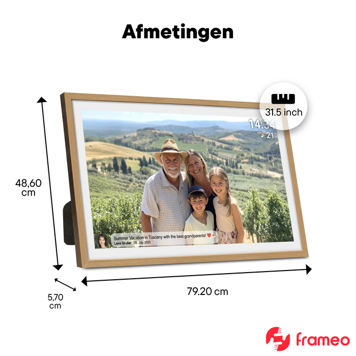 Denver Digitale Fotolijst 31.5 inch - XXL - Full HD - Frameo App - Fotokader - WiFi - 32GB - IPS Touchscreen -PFF3263