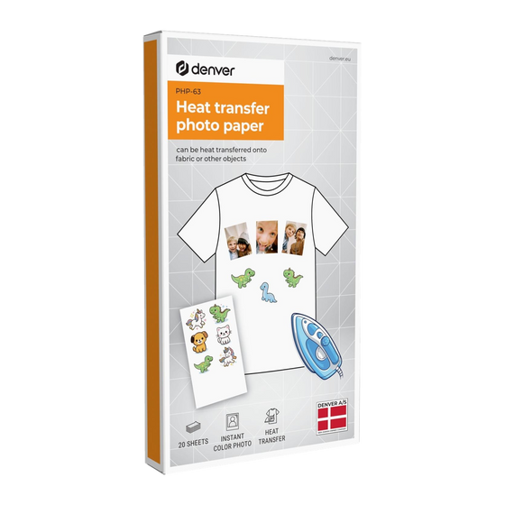 Denver PHP63 Thermisch transferpapier - Strijkpapier - Geschikt voor MCP6010
