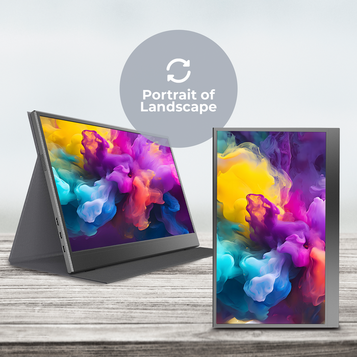 Denver Portable Monitor - Full HD - 15.6" - Draagbare Monitor - Lederen Hoes - HDMI - USB-C - PMO15604