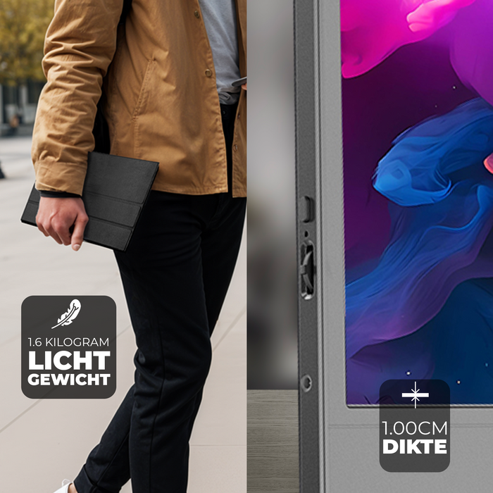 Denver Portable Monitor - Full HD - 15.6" - Draagbare Monitor - Lederen Hoes - HDMI - USB-C - PMO15604