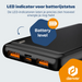 Denver Powerbank 10000 mAh - Met batterij indicator - Snelladen Power Delivery 22.5W - USB A/C - Micro USB - Universele Powerbank - PQC10009