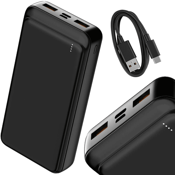 Denver Powerbank 20000 mAh - Met batterij indicator - Snelladen Power Delivery 22.5W - USB A/C - Micro USB - Universele Powerbank - PQC20009