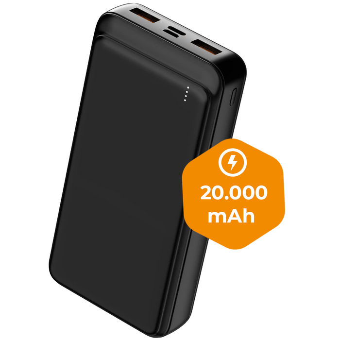 Denver Powerbank 20000 mAh - Met batterij indicator - Snelladen Power Delivery 22.5W - USB A/C - Micro USB - Universele Powerbank - PQC20009