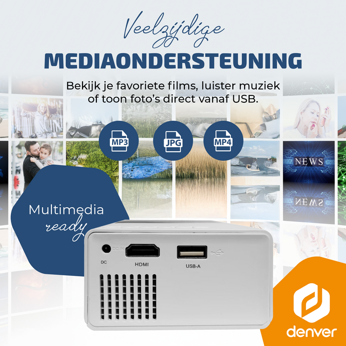 Denver Mini Beamer - Full HD 1920*1080 - 30 ANSI Lumen - Projector - Home Cinema - PR1000 - Denvershop