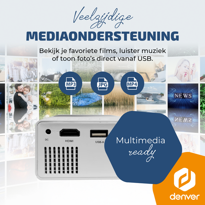 Denver Mini Beamer - Full HD 1920*1080 - 30 ANSI Lumen - Projector - Home Cinema - PR1000