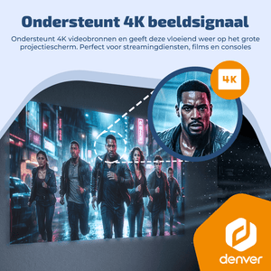 Denver Beamer - 4K 3840x2160P - 400 ANSI Lumen - Projector - Thuisbioscoop - HDMI - USB-C - PR4300