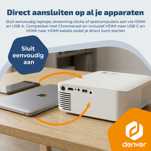 Denver Beamer - 4K 3840x2160P - 400 ANSI Lumen - Projector - Thuisbioscoop - HDMI - USB-C - PR4300