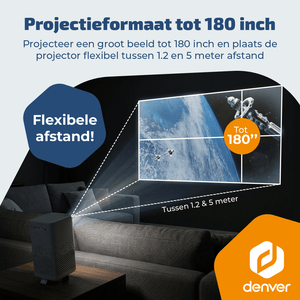 Denver Beamer - 4K 3840x2160P - 150 ANSI Lumen - Projector - Thuisbioscoop - HDMI - USB-C - PR4700
