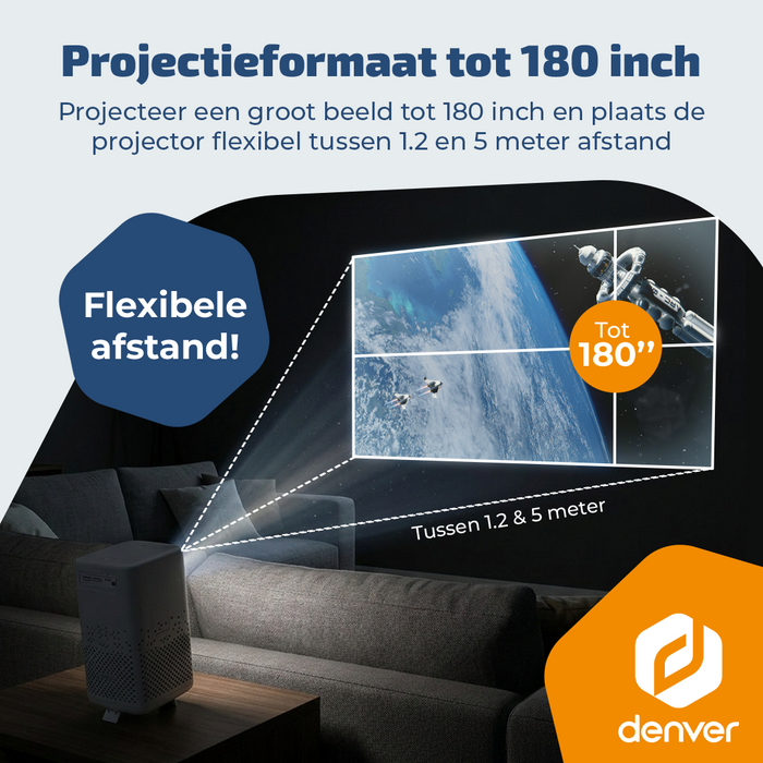 Denver Beamer - 4K 3840x2160P - 150 ANSI Lumen - Projector - Thuisbioscoop - HDMI - USB-C - PR4700