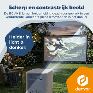 Denver Beamer - 4K 3840x2160P - 150 ANSI Lumen - Projector - Thuisbioscoop - HDMI - USB-C - PR4700