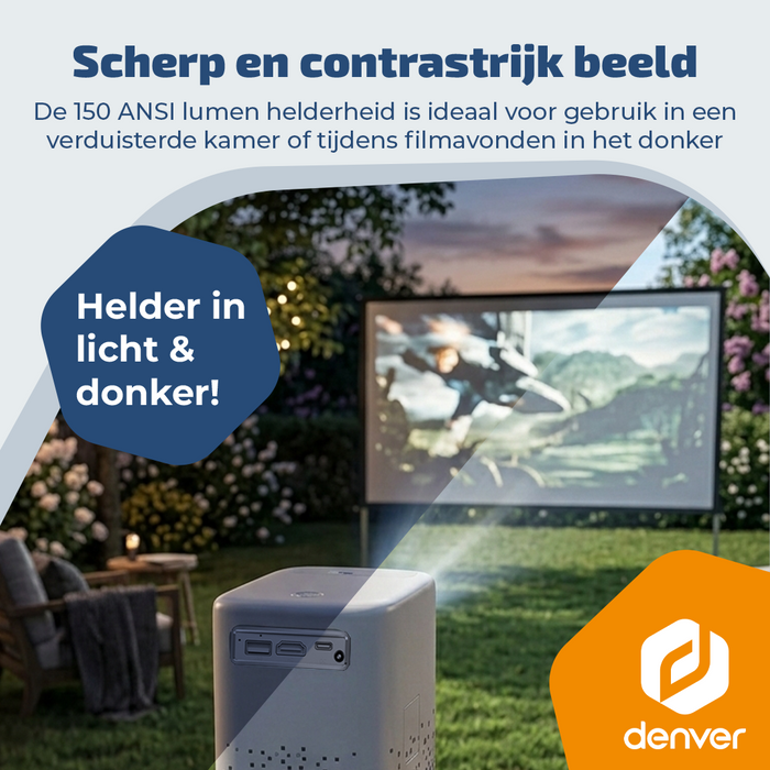 Denver Beamer - 4K 3840x2160P - 150 ANSI Lumen - Projector - Thuisbioscoop - HDMI - USB-C - PR4700