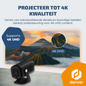 Denver Beamer - 4K 3840x2160P - 700 ANSI Lumen - Projector - Thuisbioscoop - HDMI - USB-C - PR4852