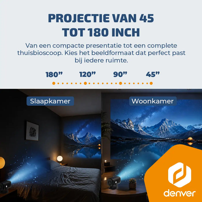 Denver Beamer - 4K 3840x2160P - 700 ANSI Lumen - Projector - Thuisbioscoop - HDMI - USB-C - PR4852