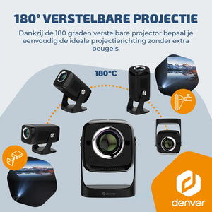Denver Beamer - 4K 3840x2160P - 700 ANSI Lumen - Projector - Thuisbioscoop - HDMI - USB-C - PR4852