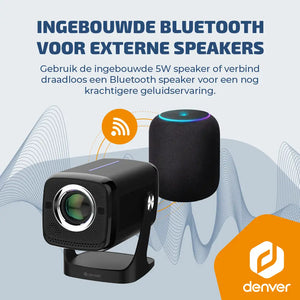 Denver Beamer - 4K 3840x2160P - 700 ANSI Lumen - Projector - Thuisbioscoop - HDMI - USB-C - PR4852