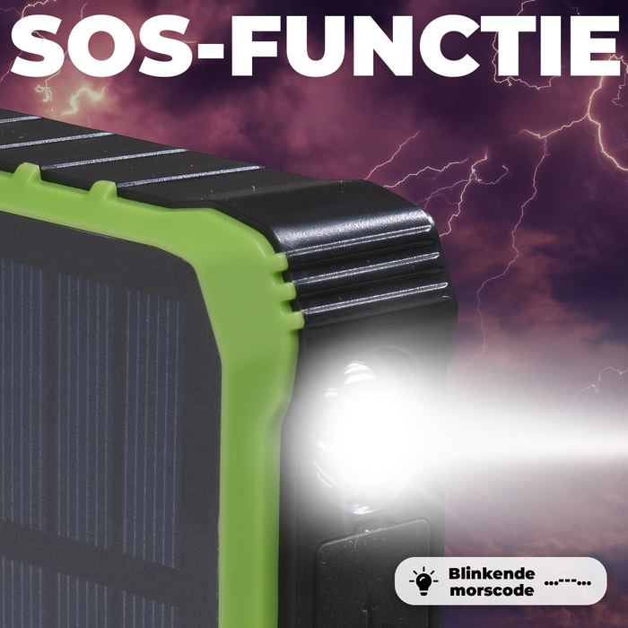Denver Solar Powerbank 10.000 mAh - Zonneenergie - Noodpakket - Incl. Zaklamp - PSO10012