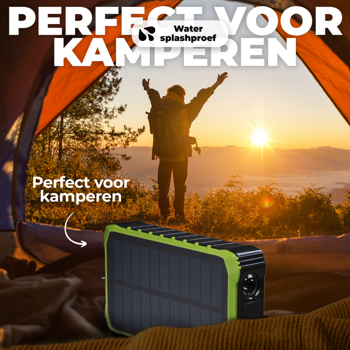 Denver Solar Powerbank 10.000 mAh - Zonneenergie - Noodpakket - Incl. Zaklamp - PSO10012
