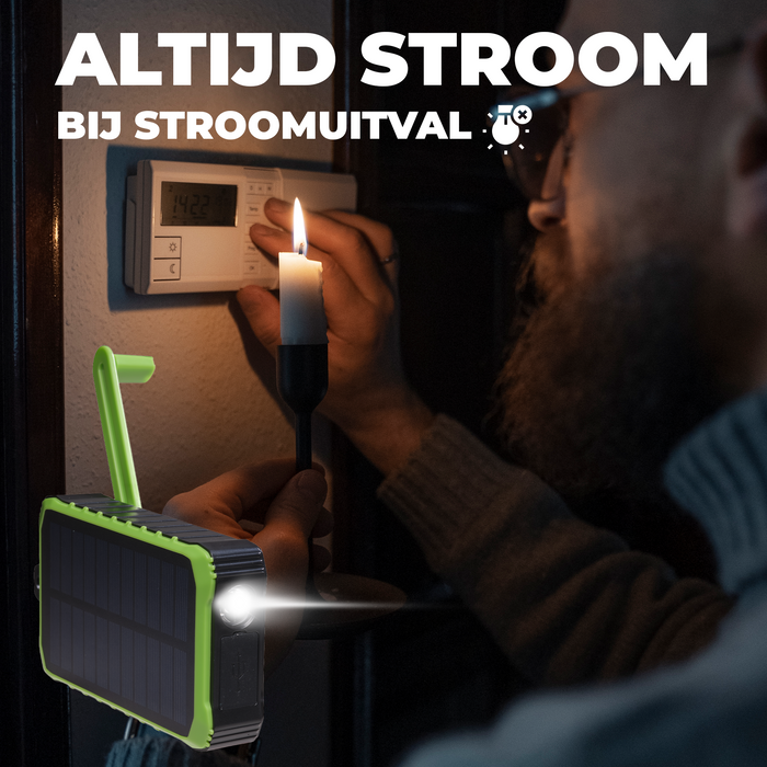 Denver Solar Powerbank 10.000 mAh - Zonneenergie - Noodpakket - Incl. Zaklamp - PSO10012