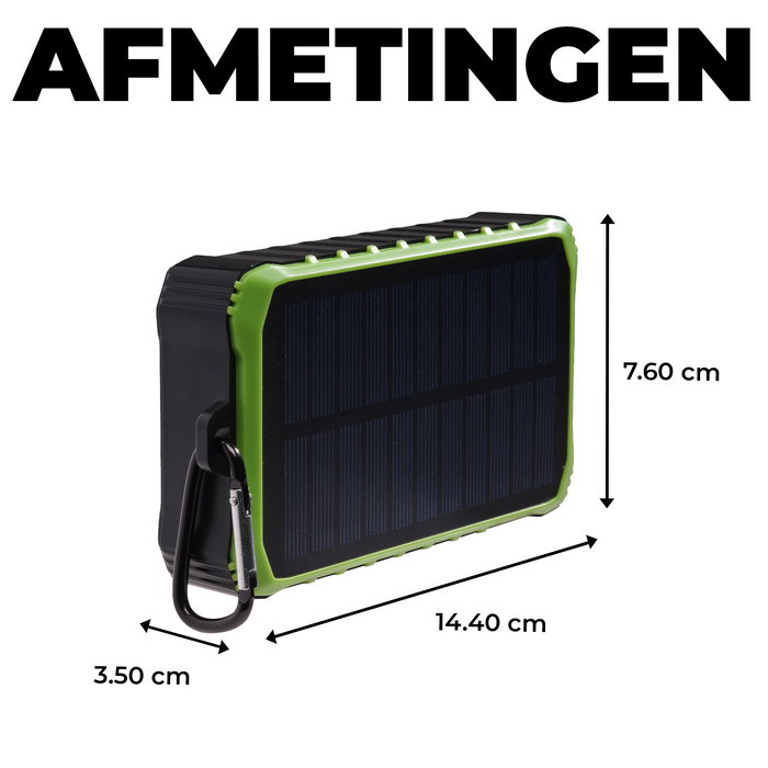 Denver Solar Powerbank 10.000 mAh - Zonneenergie - Noodpakket - Incl. Zaklamp - PSO10012