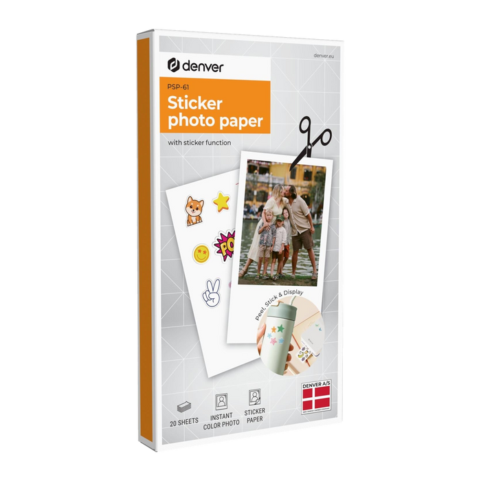 Denver PSP61 stickerpapier voor de MCP6010, verpakking met 20 vellen