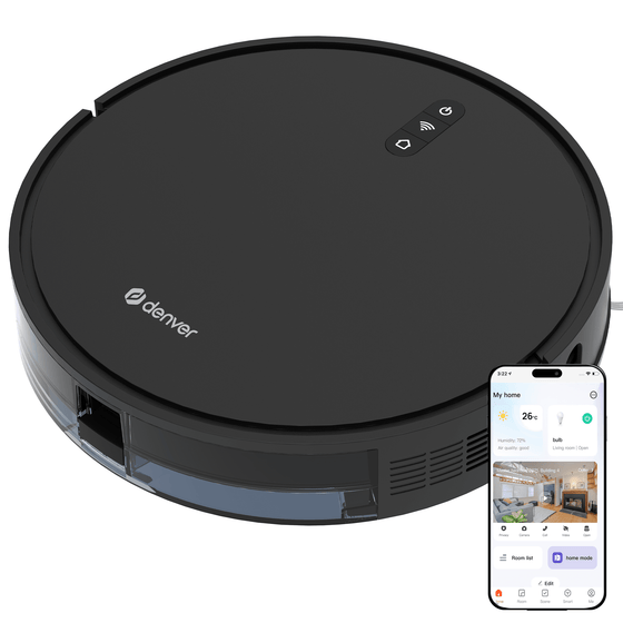 Denver Robotstofzuiger met Laadstation - 1300pa Zuigkracht - Zijborstels - Rolborstel voor Haarreiniging - RVC115 - Denvershop