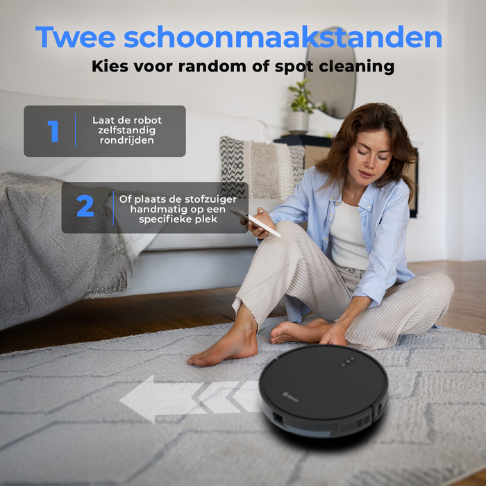 Denver Robotstofzuiger met Laadstation - 1300pa Zuigkracht - Zijborstels - Rolborstel voor Haarreiniging - RVC115