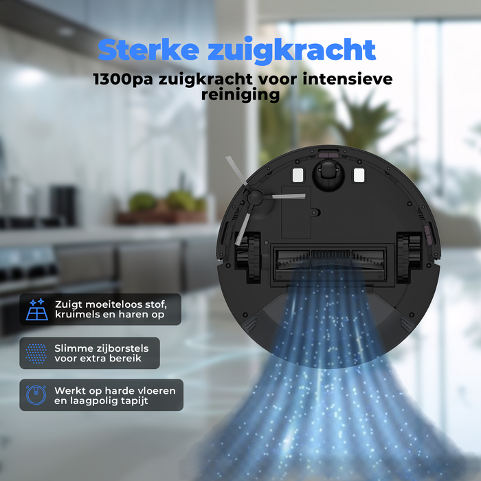 Denver Robotstofzuiger met Laadstation - 1300pa Zuigkracht - Zijborstels - Rolborstel voor Haarreiniging - RVC115