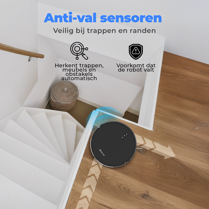 Denver Robotstofzuiger met Laadstation - 1300pa Zuigkracht - Zijborstels - Rolborstel voor Haarreiniging - RVC115