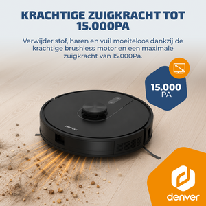 Denver Robotstofzuiger met Laadstation - Smartphone TUYA App - Amazon Alexa compatible -  LiDAR mapping - Zijborstel - Borstelloze motor -  Geschikt voor Huisdierharen - RVC135