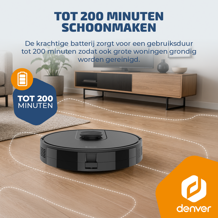 Denver Robotstofzuiger met Laadstation - Smartphone TUYA App - Amazon Alexa compatible -  LiDAR mapping - Zijborstel - Borstelloze motor -  Geschikt voor Huisdierharen - RVC135