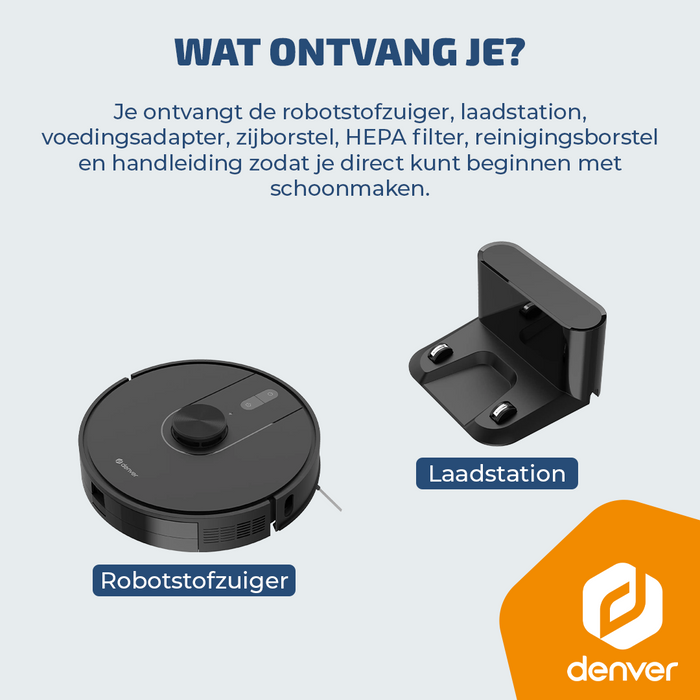 Denver Robotstofzuiger met Laadstation - Smartphone TUYA App - Amazon Alexa compatible -  LiDAR mapping - Zijborstel - Borstelloze motor -  Geschikt voor Huisdierharen - RVC135